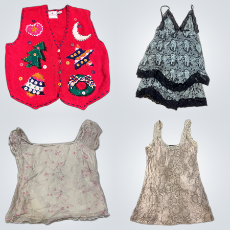 Segrets & Betsey Byer Bundle: 9-teiliges Damen-Paket mit transparenten zu Spitze-Oberteilen, Westen, Röcken