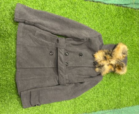 Gray Fur-Trimmed Coat