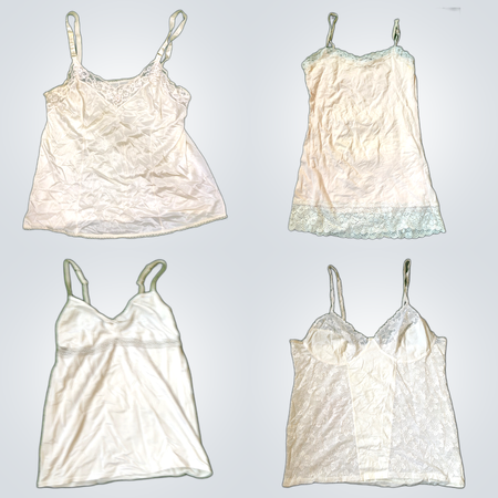 White Lace Trim Camisoles