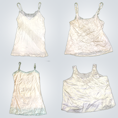 White Lace Trim Camisoles