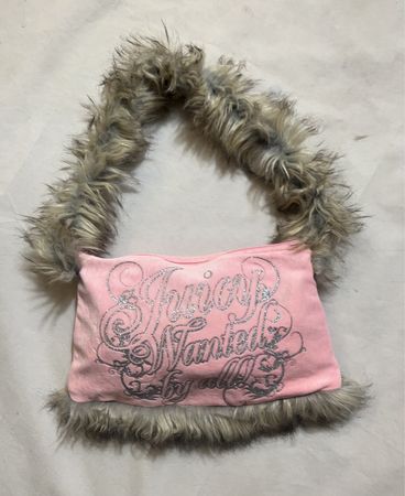 Juicy Couture Pink Fur Trimmed Shoulder Bag