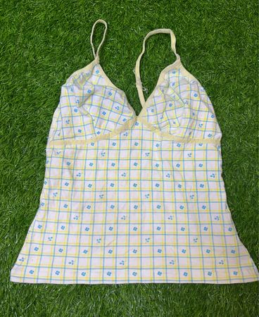 Women's Yellow Plaid Halter Top
