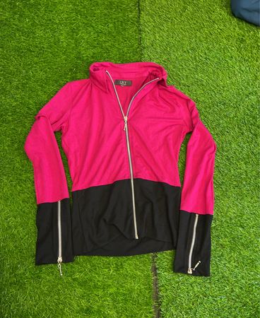 J.N.Y Jennifer Pink and Black Zip-Up Hoodie