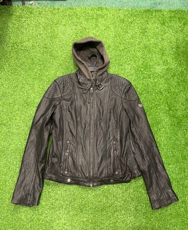 Ardy Black Leather Jacket with Hood