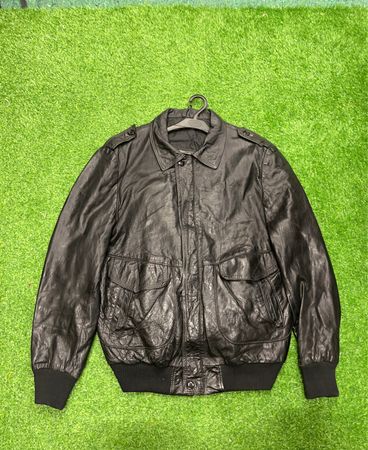 Black Leather Bomber Jacket