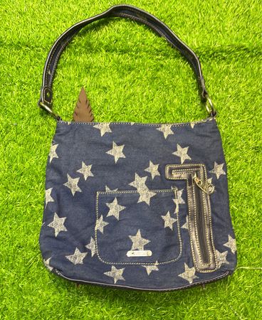 American Flag Star Denim Shoulder Bag