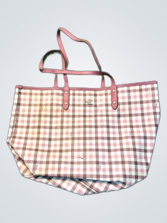 Coach Pink Plaid Tote Bag