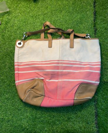 Pink and White Tote Bag