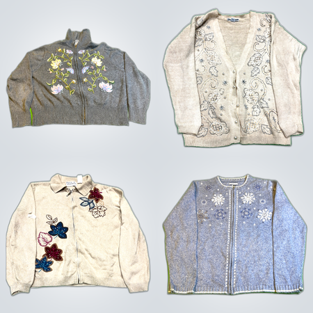 Embroidered Sweater Bundle: Floral & Striped Cardigans from Top Brands