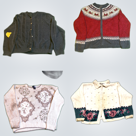 Kathie Lee & C&B Sweater Bundle 7pcs Gray Red Black Knit Cardigans