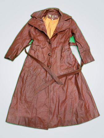 Brauner Leder-Trenchcoat