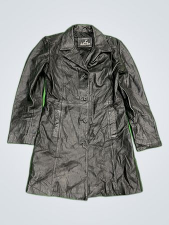 L of the Valley Black Leather Trench Coat