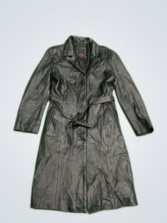 Ventuno Black Leather Trench Coat