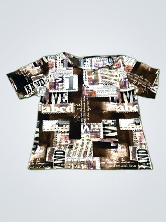 T-Shirt with Newspaper Print