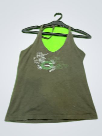 Printed Olive Green Camisole Top