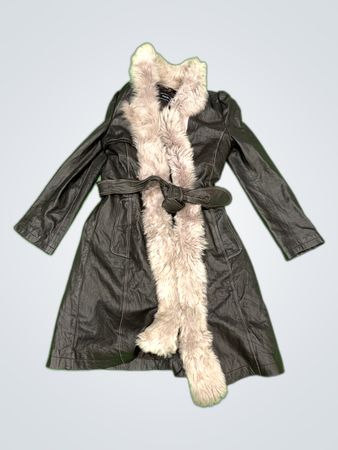 Companoa Fur Trim Leather Coat
