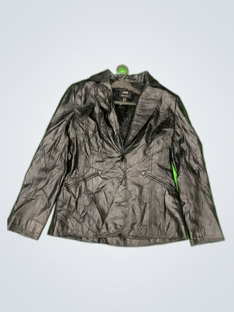 MNG Blazer en cuir noir