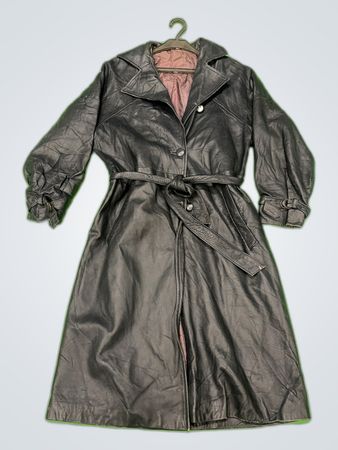 Unbranded Black Leather Trench Coat