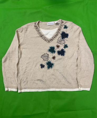 alfred dunner Floral Embroidered Sweater