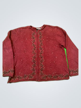 Croft & Barrow Red Embroidered Sweater