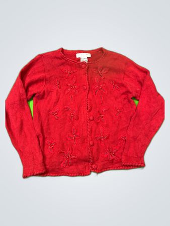 Victoria Jones Red Floral Cardigan