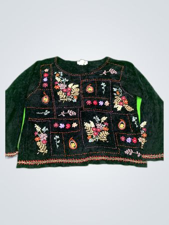 Coldwater Creek Embroidered Black Top