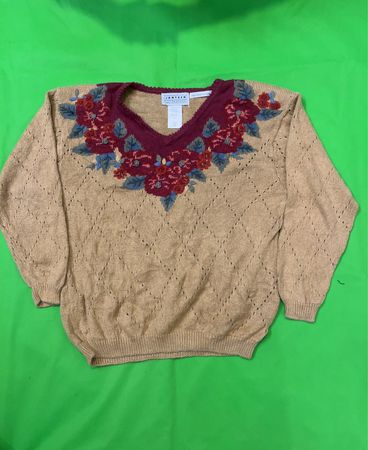 Jantzen Floral Embroidered Sweater