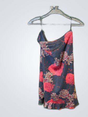 Blouse with Red Floral Pattern