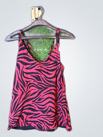 Etam Red and Black Zebra Print Top