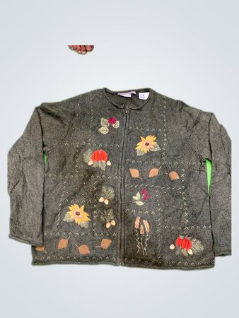 Croft & Barrow Embroidered Knit Cardigan