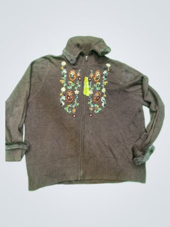 Brown Embroidered Sweater