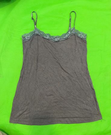 Gray Camisole with Lace Trim