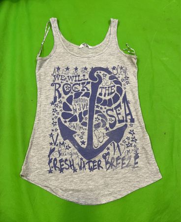 Gray Tank Top with Anchor Design