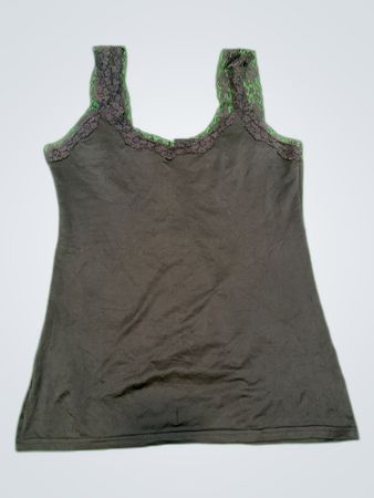 Brown Lace Trim Tank Top