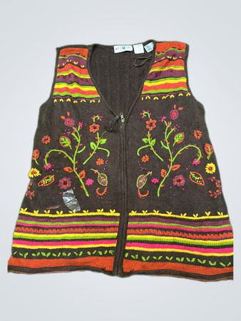 White Stag Floral Embroidered Vest