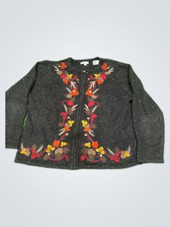 Croft & Barrow Floral Embroidered Cardigan