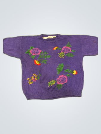 Purple Floral Sweater