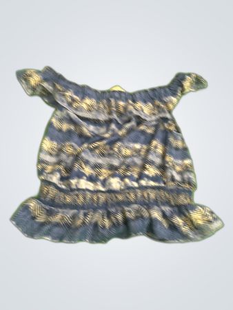 Blue and Gold Ruffled Top