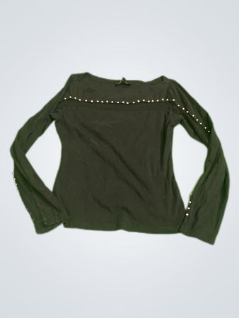 Black Long Sleeve Top with Rhinestones