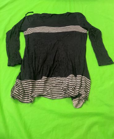 Black and White Striped Long Sleeve Top