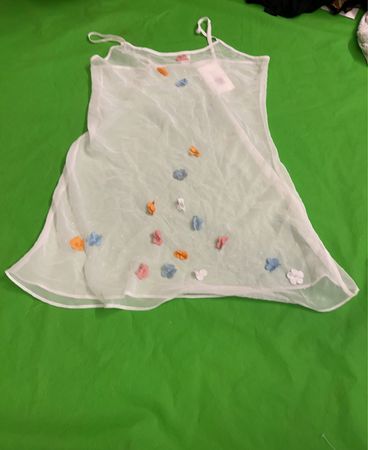 H&M Sheer White Camisole with Pastel Flower Appliques