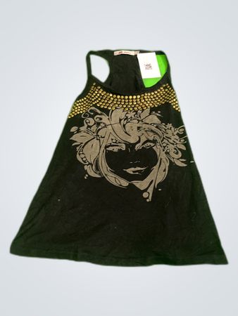 Black Tank Top with Graphic Design