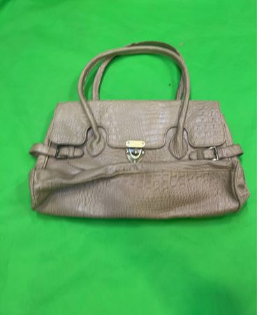 W Crocodile Embossed Structured Handbag