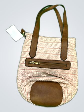 Woven Shoulder Bag with Leather Accents