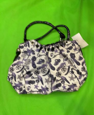 Purple and White Handbag