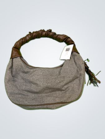 Gray Handbag with Brown Accents