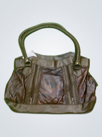 Brown Textured Leather Tote Bag