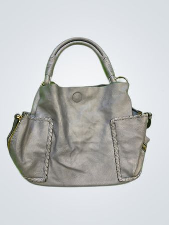 Gray Leather Handbag