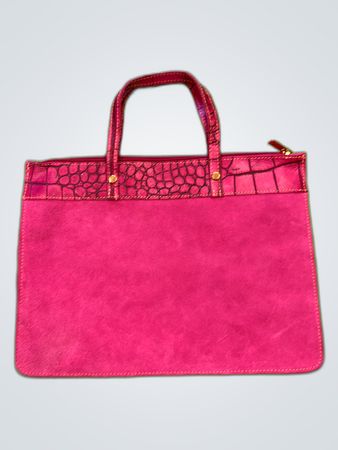 Taller Pink Crocodile Tote Handbag