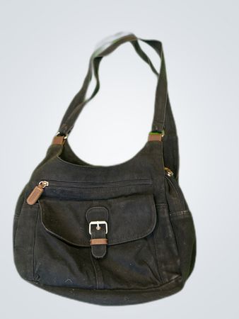 Guess Black Canvas Shoulder Bag